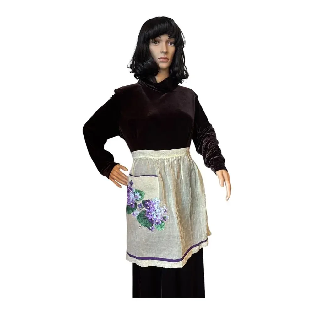 Vintage 1950s–1960s Sheer Hostess Apron Set Floral Organza Reversible